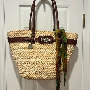 Patricia Nash Tan and Brown Woven Tote